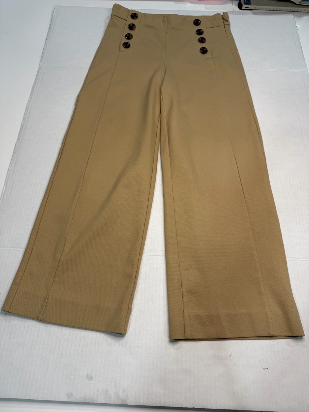Ann Taylor Camel Wide-Leg Men’s Pants with Double-Button Front
